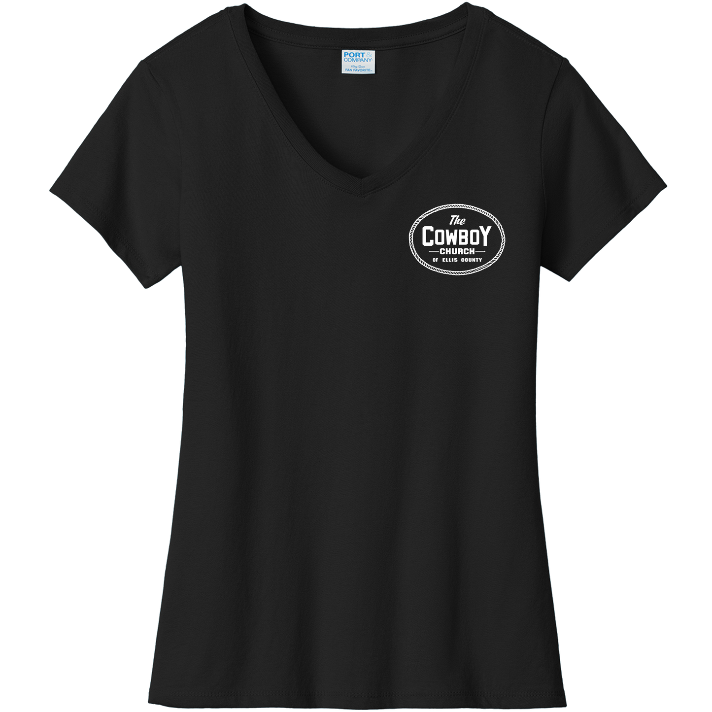 V-neck Cotton Shirt with white LEFT CHEST and FULL BACK of the CCEC logo