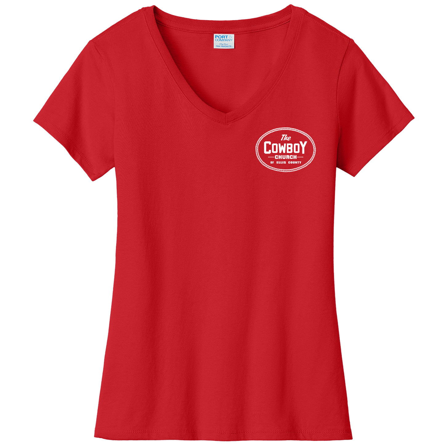 V-neck Cotton Shirt with white LEFT CHEST and FULL BACK of the CCEC logo