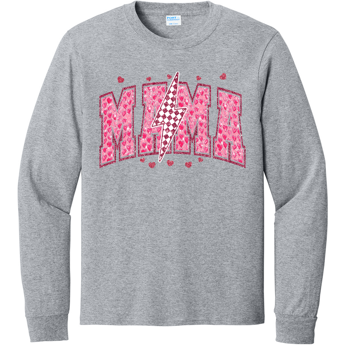 Mama Lightning Bolt Port and Co LS Shirt