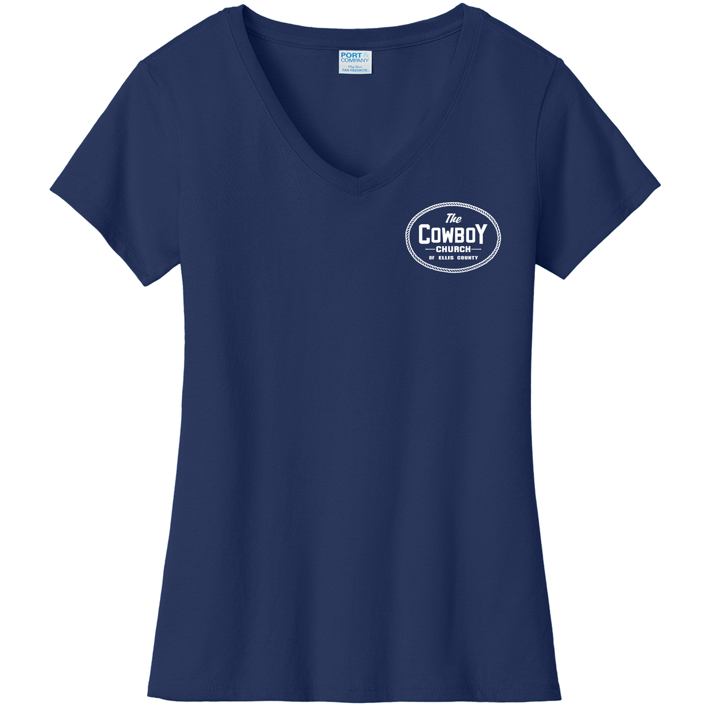V-neck Cotton Shirt with white LEFT CHEST and FULL BACK of the CCEC logo