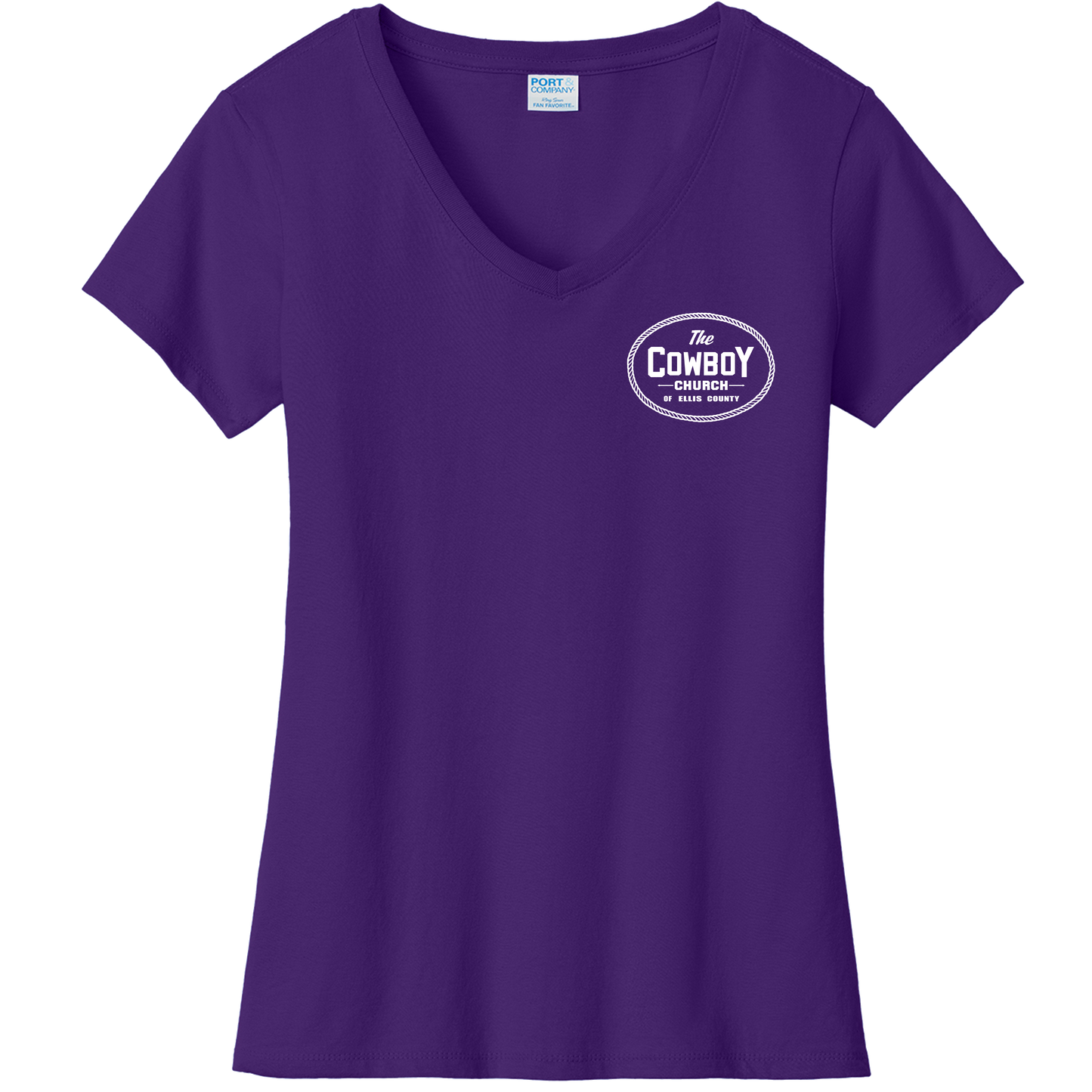 V-neck Cotton Shirt with white LEFT CHEST and FULL BACK of the CCEC logo