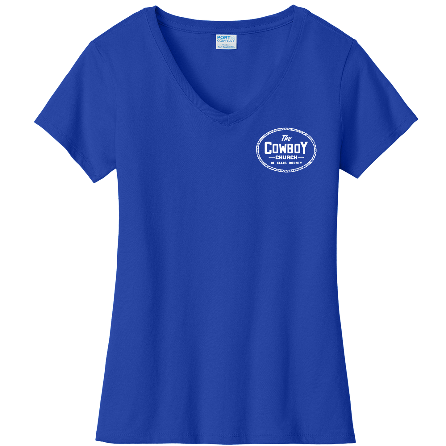 V-neck Cotton Shirt with white LEFT CHEST and FULL BACK of the CCEC logo