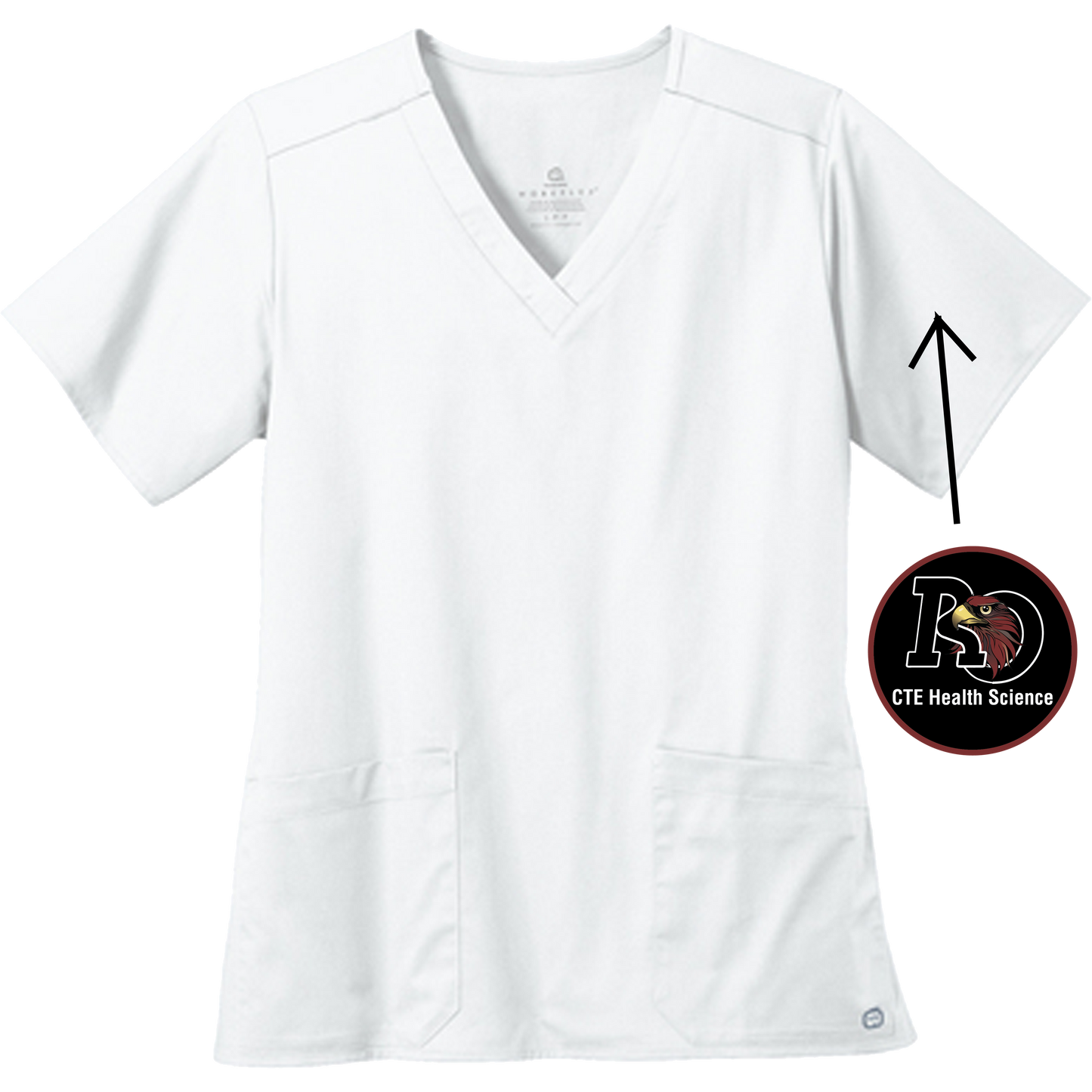 Women's White Scrub with CTE Patch