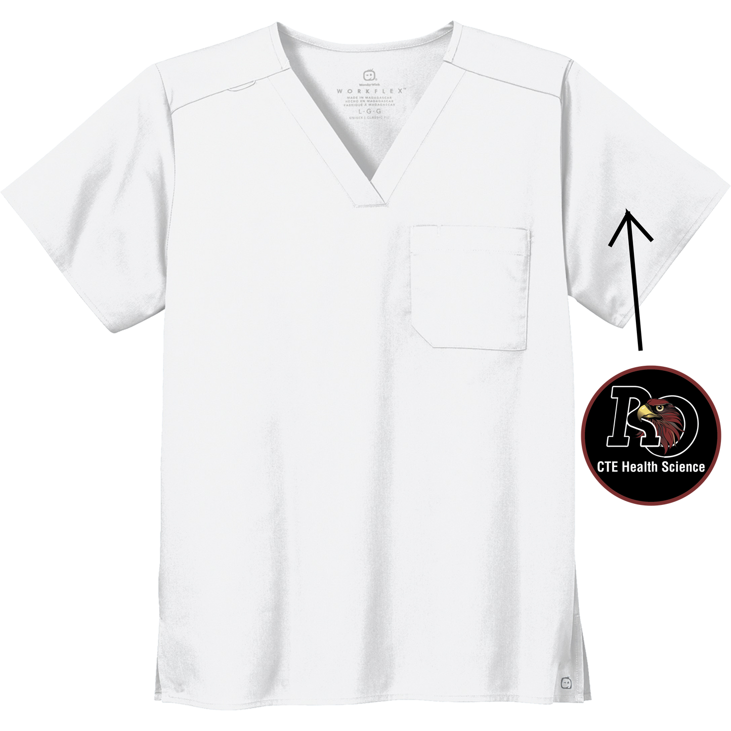 Men's White Scrub with CTE Patch
