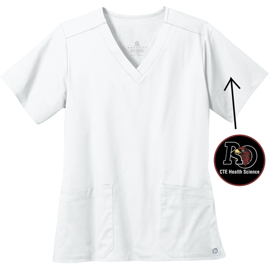 Women's White Scrub with CTE Patch